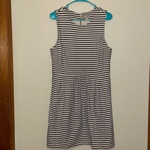 J Crew black white stripe dress size L